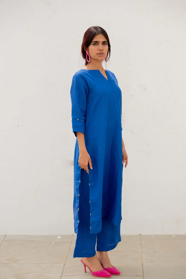 Sapphire Linen Kurta Set