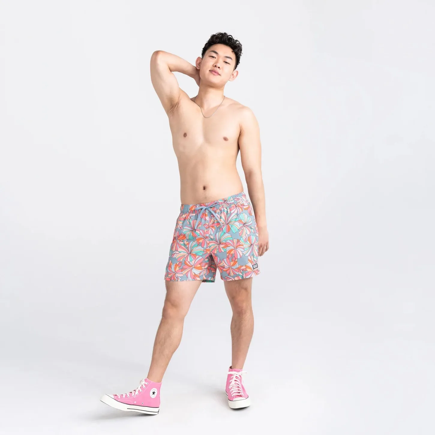 Saxx Mens Oh Buoy Stretch Volley 5" Swim Short - Flower Pop