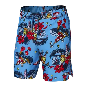 Saxx Mens Oh Buoy Stretch Volley 7" Swim Short - Hawaiian Pizza- Sky