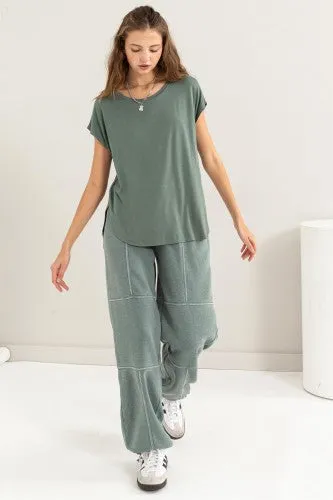 Scoop Hem Tee with Side Slits