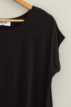 Scoop Hem Tee with Side Slits