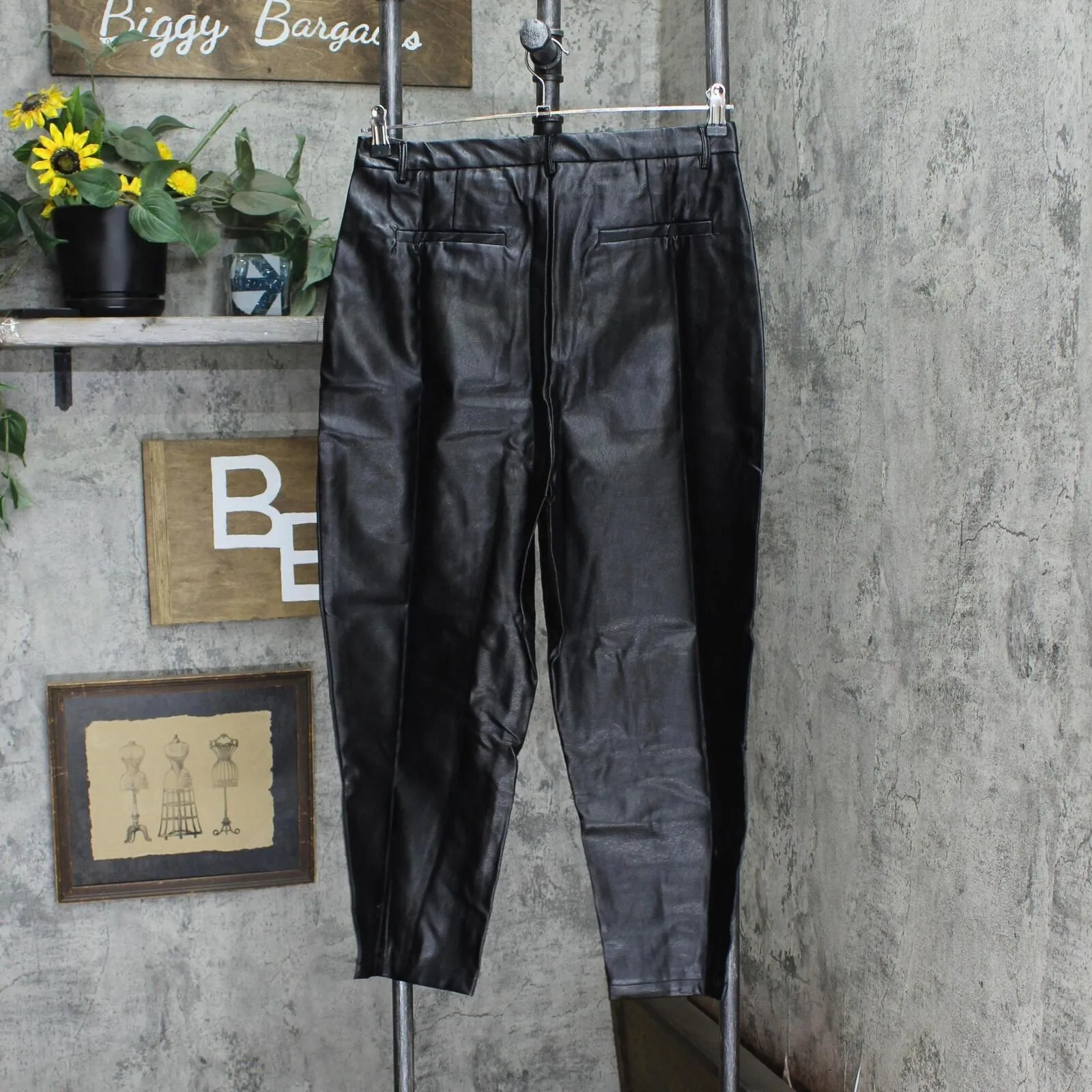Seta Apparel Womens Leather Baggy Pants Black M