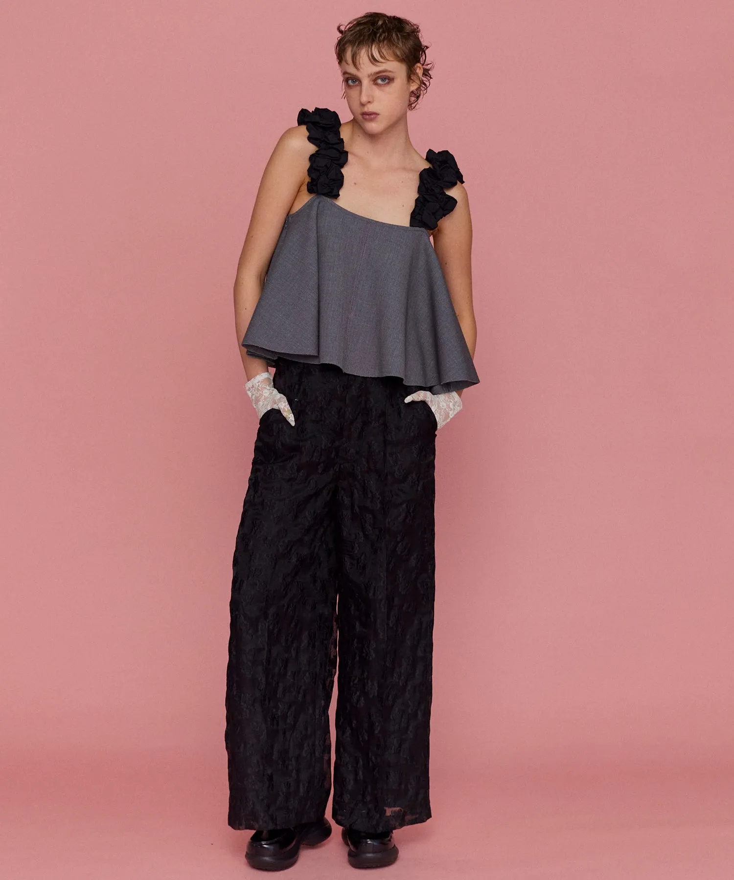 Sheer Jacquard Easy Pants