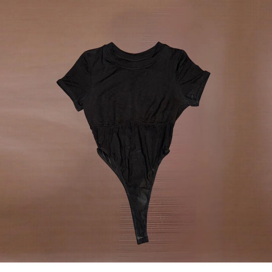 Short Sleeve Combination Mesh Bodysuit