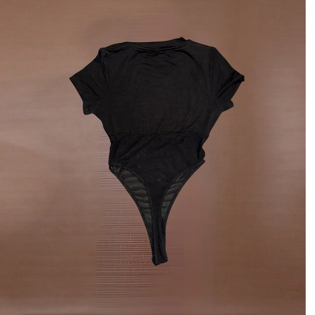 Short Sleeve Combination Mesh Bodysuit