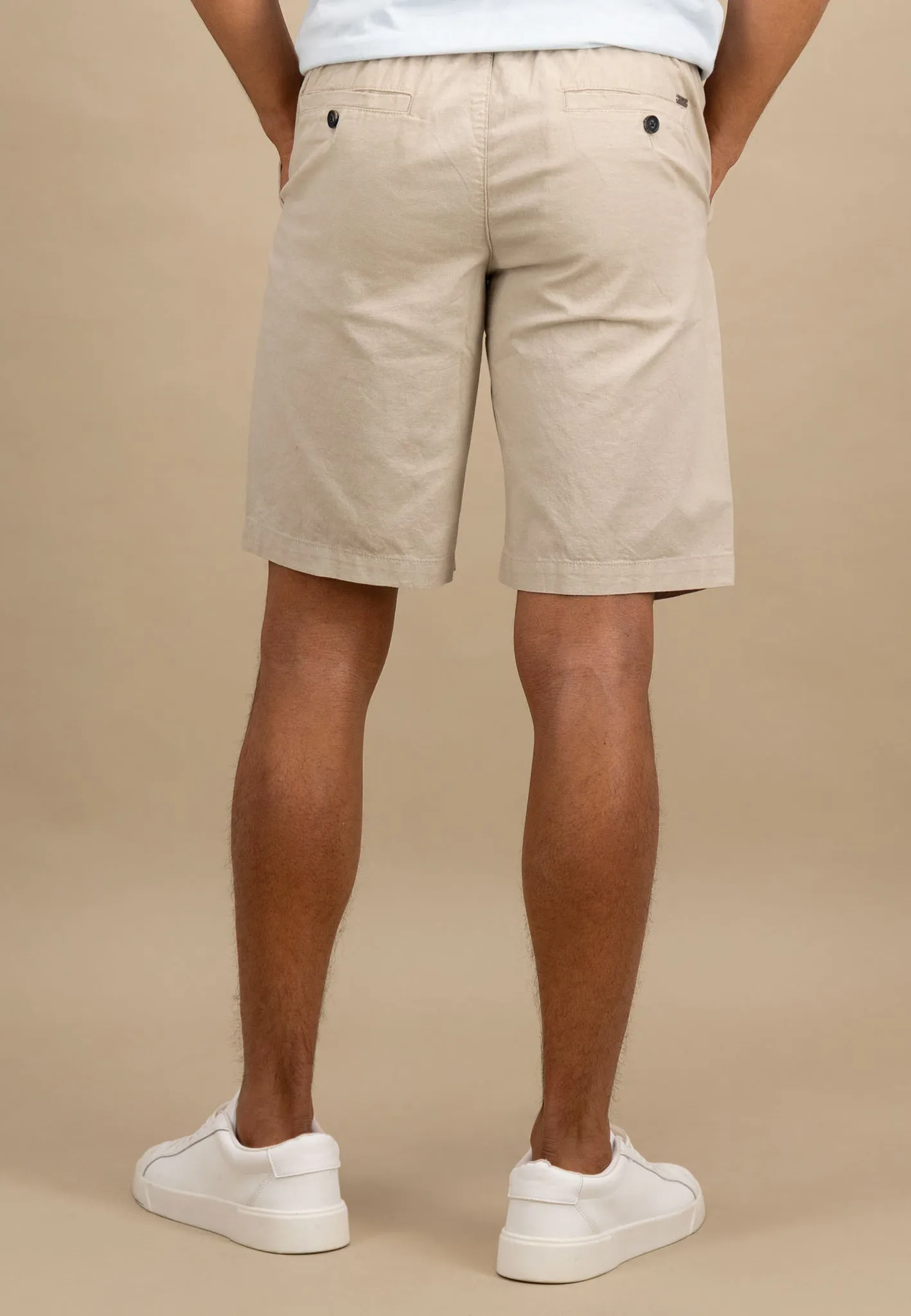 Shorts aus Baumwoll-Leinen-Mix mit Kordelzug