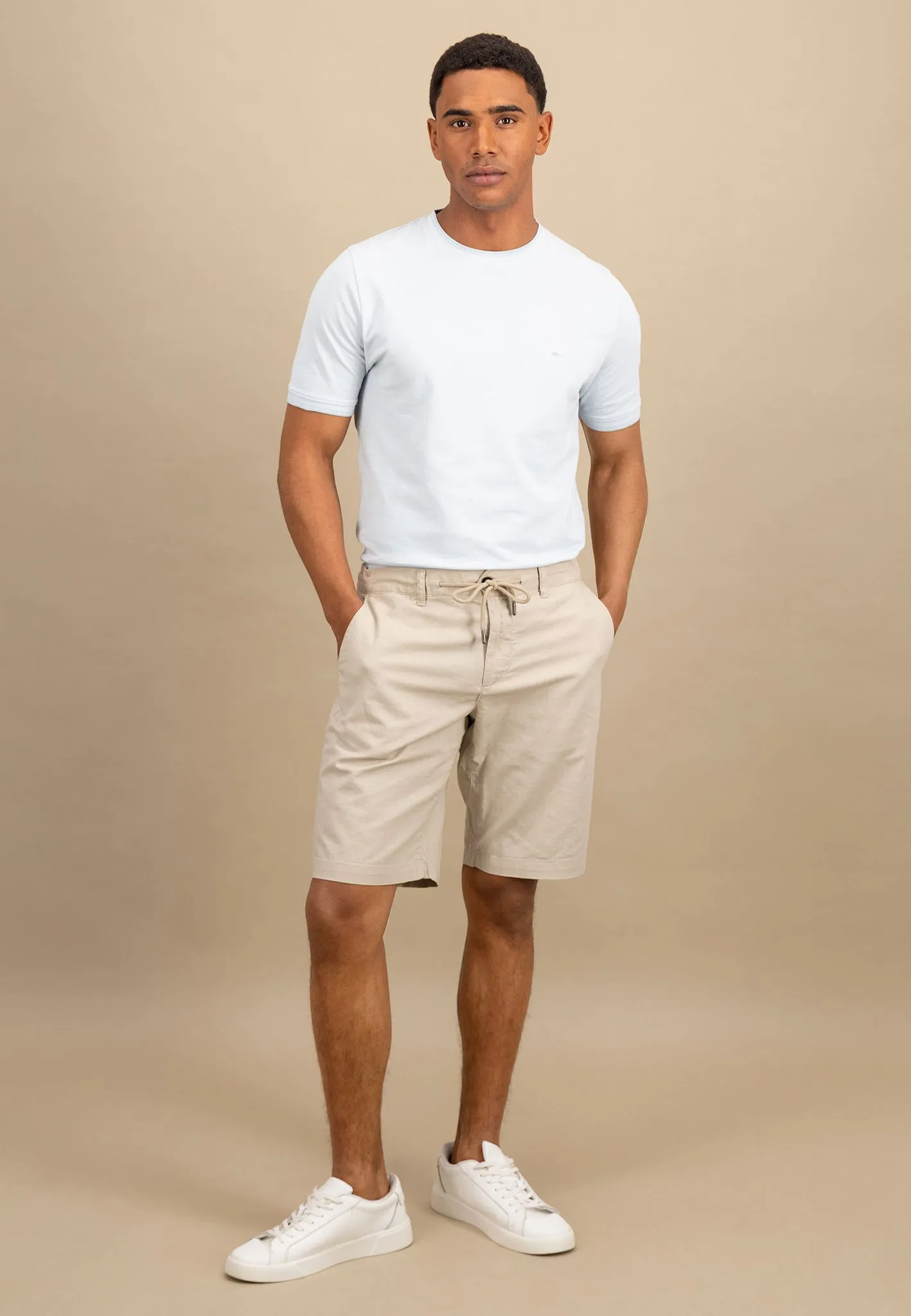 Shorts aus Baumwoll-Leinen-Mix mit Kordelzug