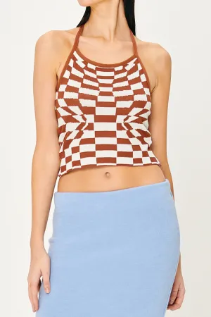 Skyler Checkerboard Halter Top