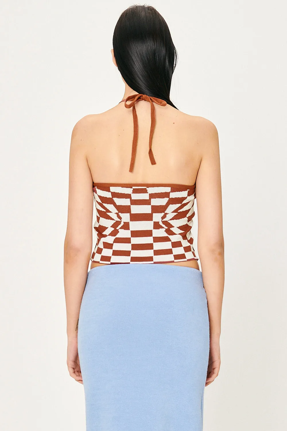 Skyler Checkerboard Halter Top
