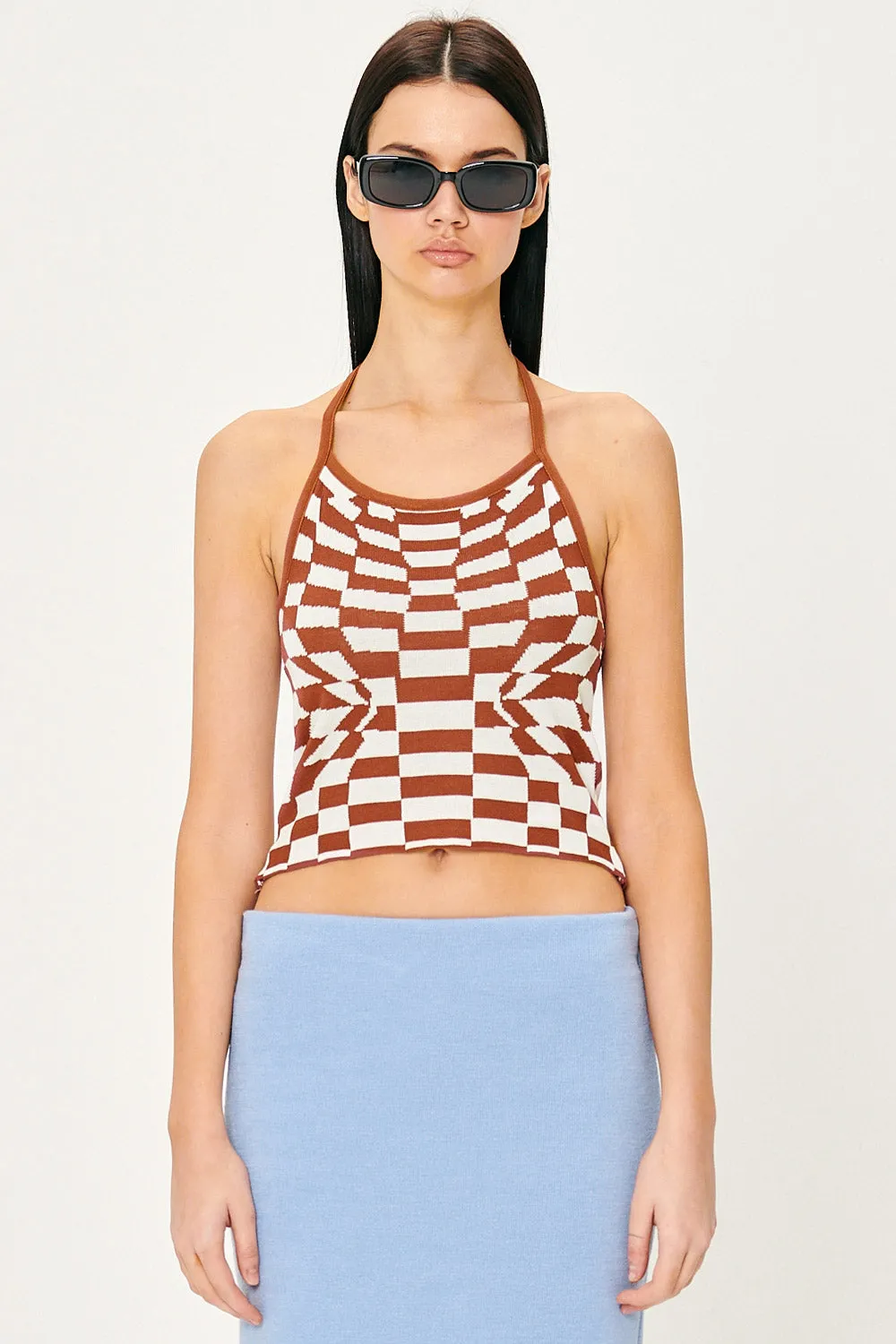 Skyler Checkerboard Halter Top