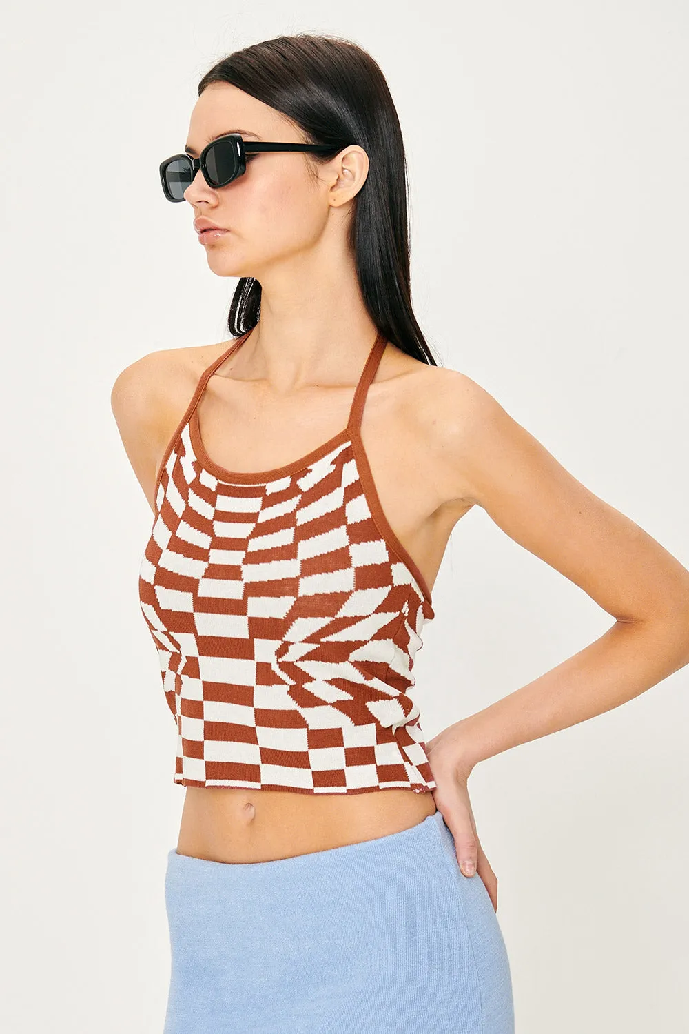 Skyler Checkerboard Halter Top