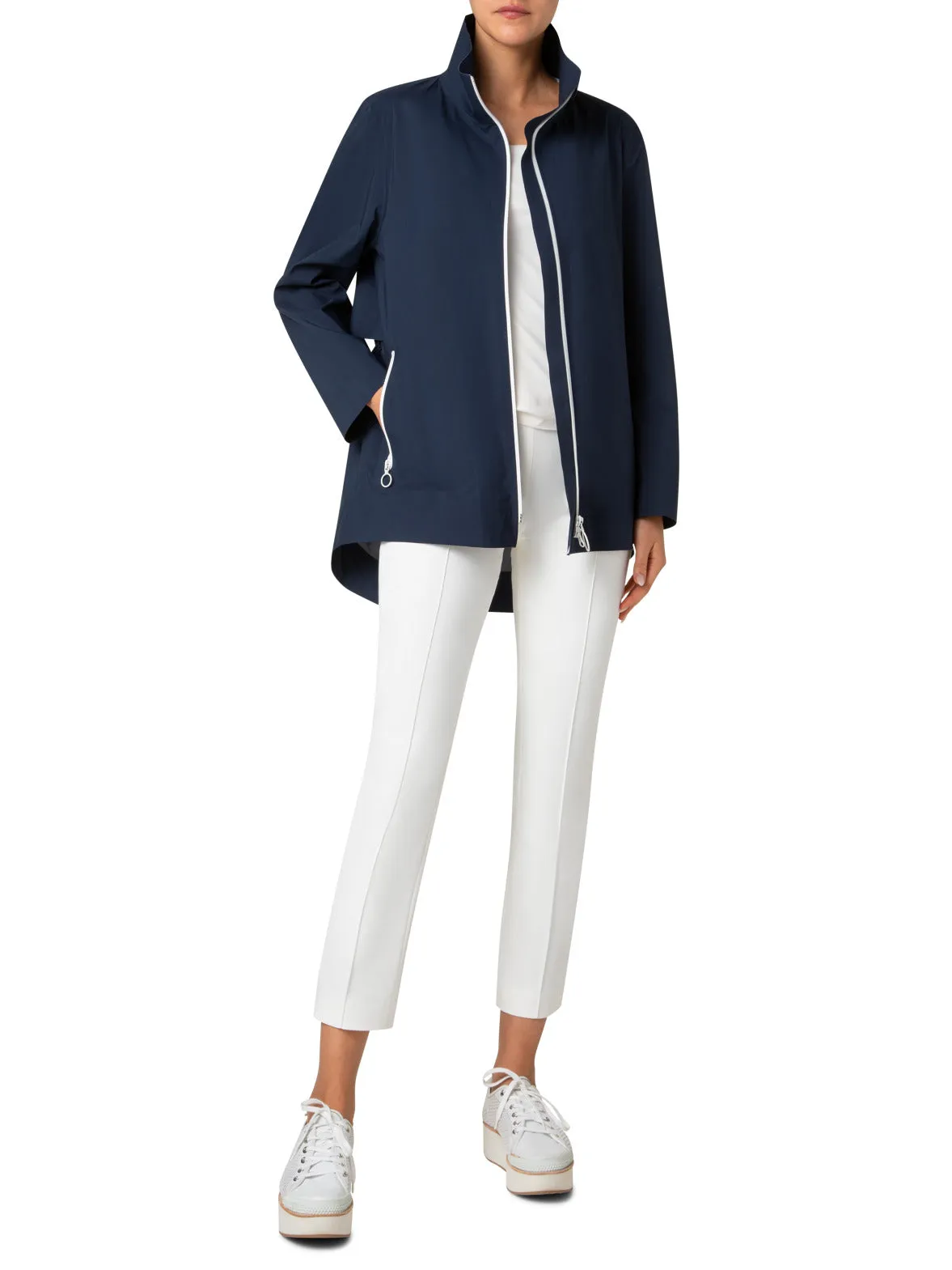 Slim Ankle-Length Cotton Techno Stretch Pants