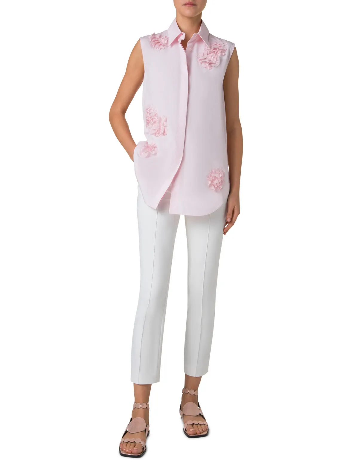 Slim Ankle-Length Cotton Techno Stretch Pants