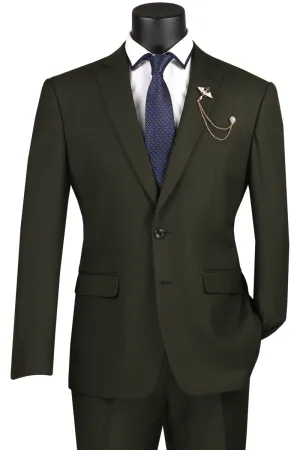 Slim Fit 2 Piece 2 Button Suit (Olive) SC900-12