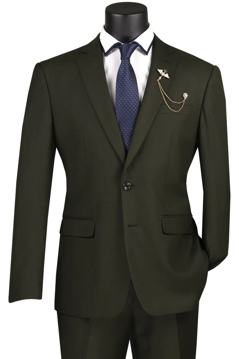 Slim Fit 2 Piece 2 Button Suit (Olive) SC900-12