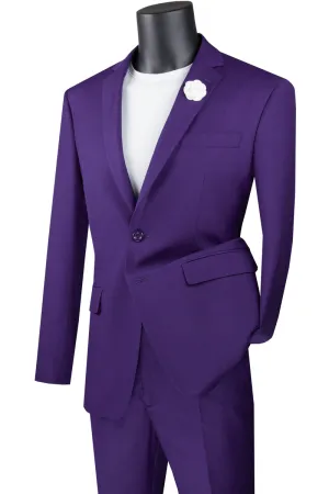 Slim Fit 2 Piece 2 Button Suit (Purple) SC900-12