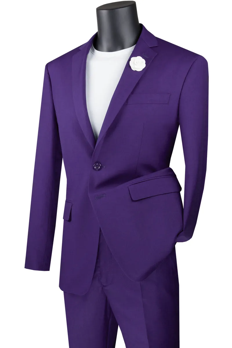 Slim Fit 2 Piece 2 Button Suit (Purple) SC900-12