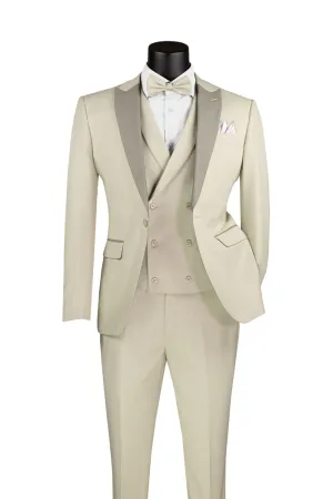 Slim Fit 3 Piece with Matching Bow Tie Tuxedo Ecru SV2K-5