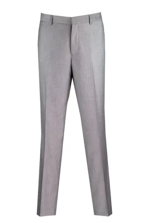 Slim Fit Flat Front Pre-Hemmed Dress Pants (Light Gray) OS-900