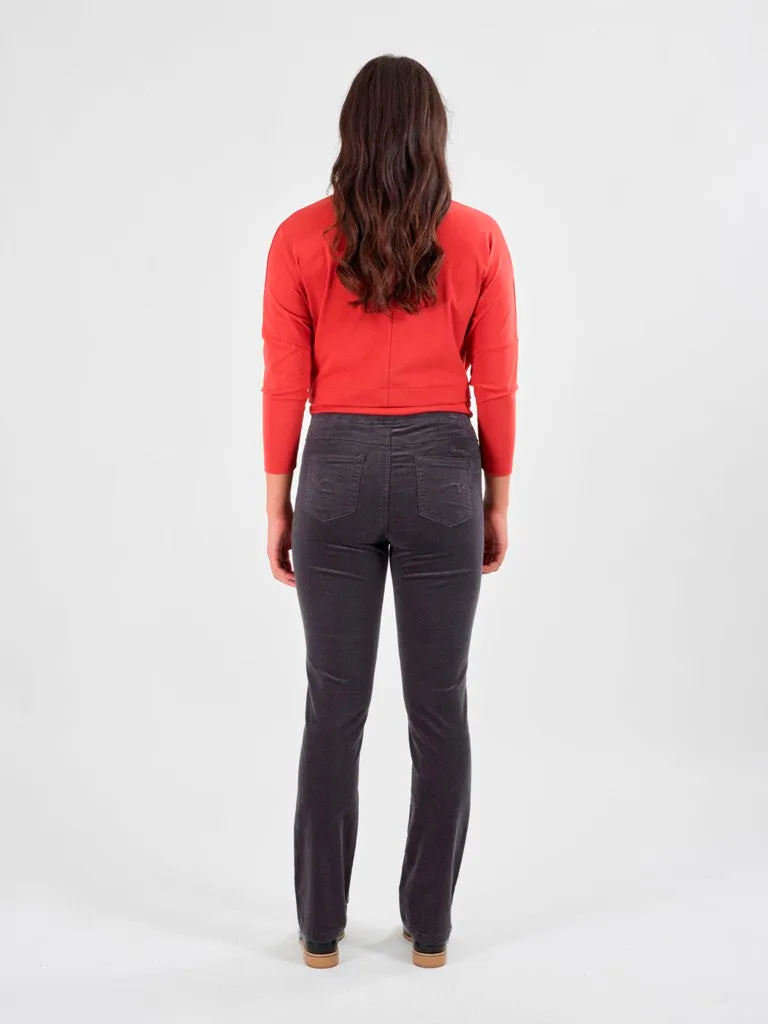 Slim Leg Cord Pull On - Charcoal