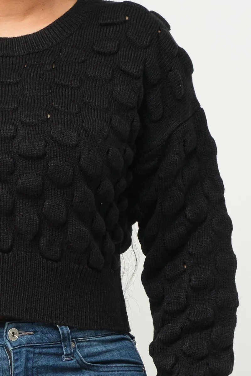 Soft Round Neck Puff Sweater Top