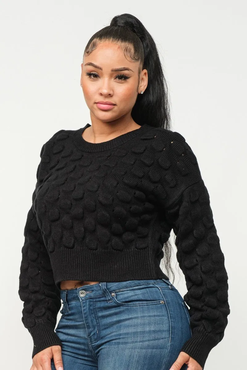 Soft Round Neck Puff Sweater Top