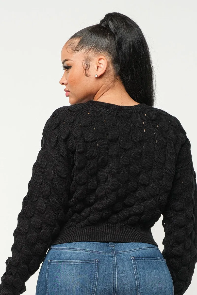 Soft Round Neck Puff Sweater Top