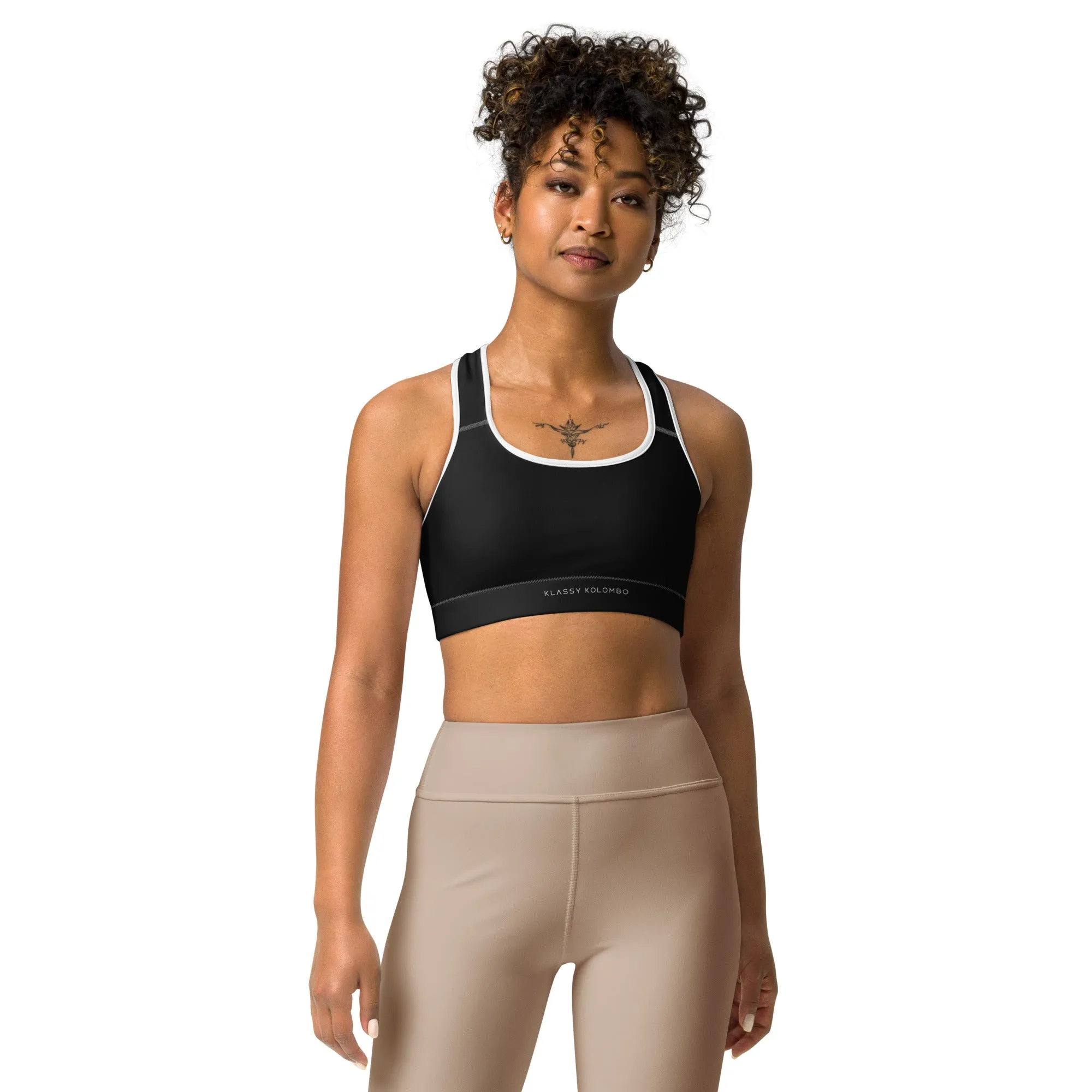 Solid Darkish Sports bra