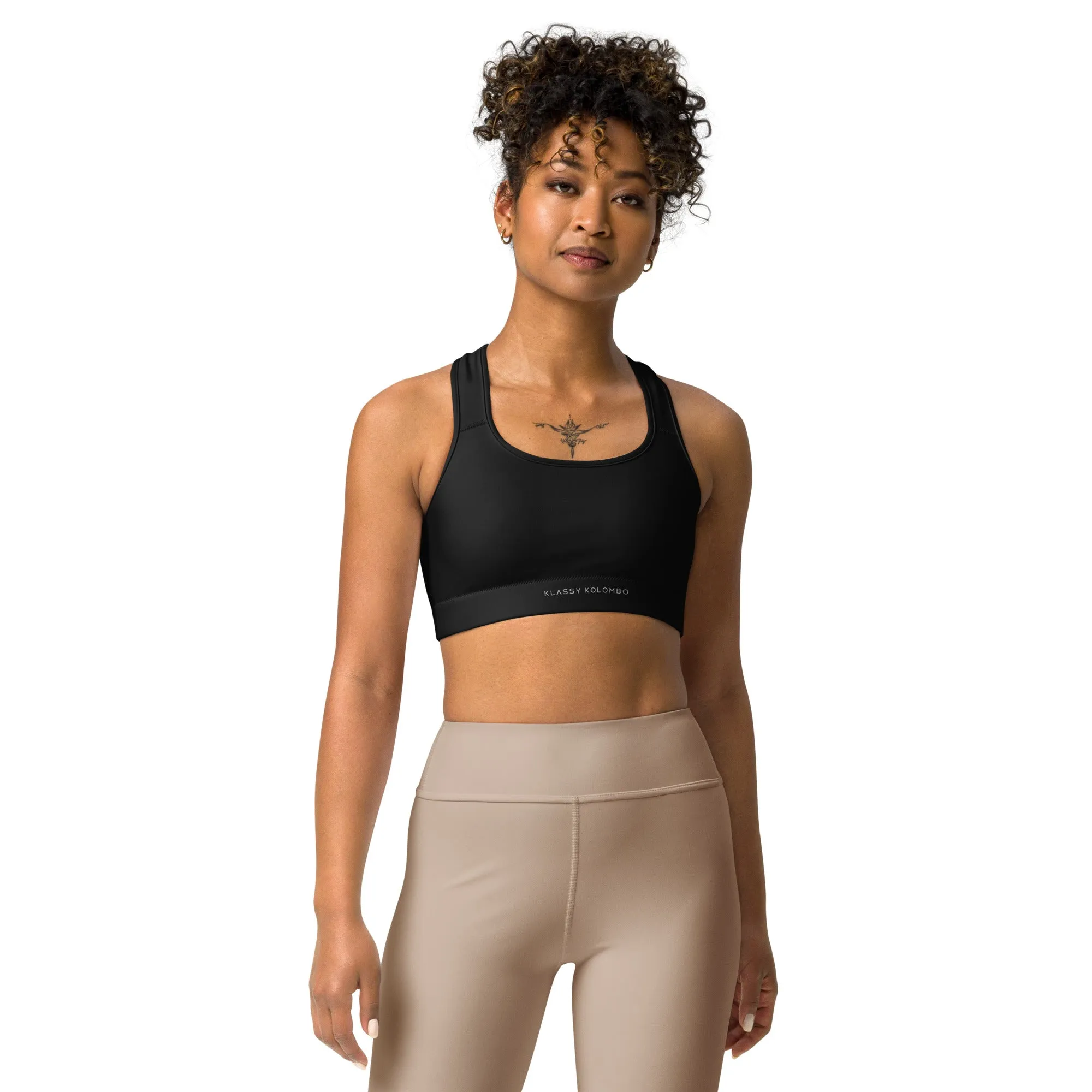 Solid Darkish Sports bra