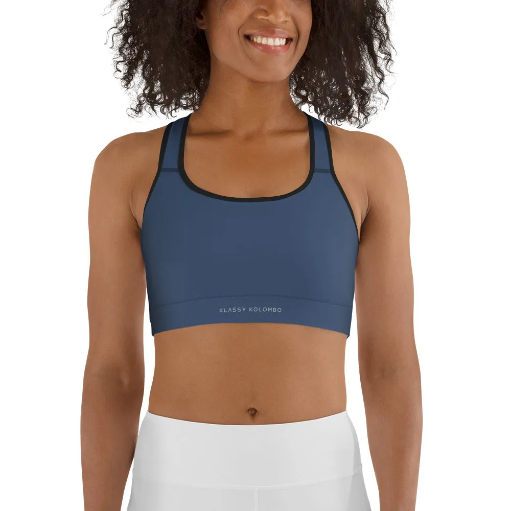 Solid Darkish Sports bra