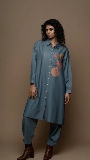 Soothing Gray Floral Whispers: Co-ord Pants Set
