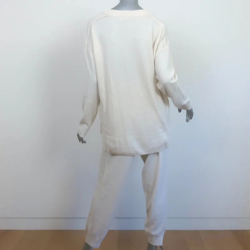 Splendid Breathe Easy Cashmere Sweater & Joggers Set Ivory Size Medium/Large