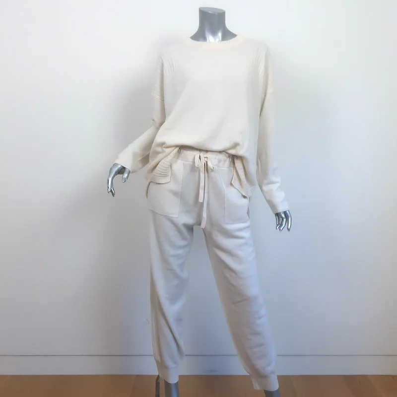 Splendid Breathe Easy Cashmere Sweater & Joggers Set Ivory Size Medium/Large