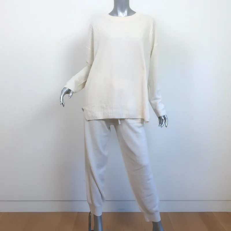Splendid Breathe Easy Cashmere Sweater & Joggers Set Ivory Size Medium/Large