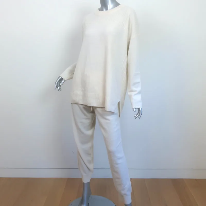 Splendid Breathe Easy Cashmere Sweater & Joggers Set Ivory Size Medium/Large