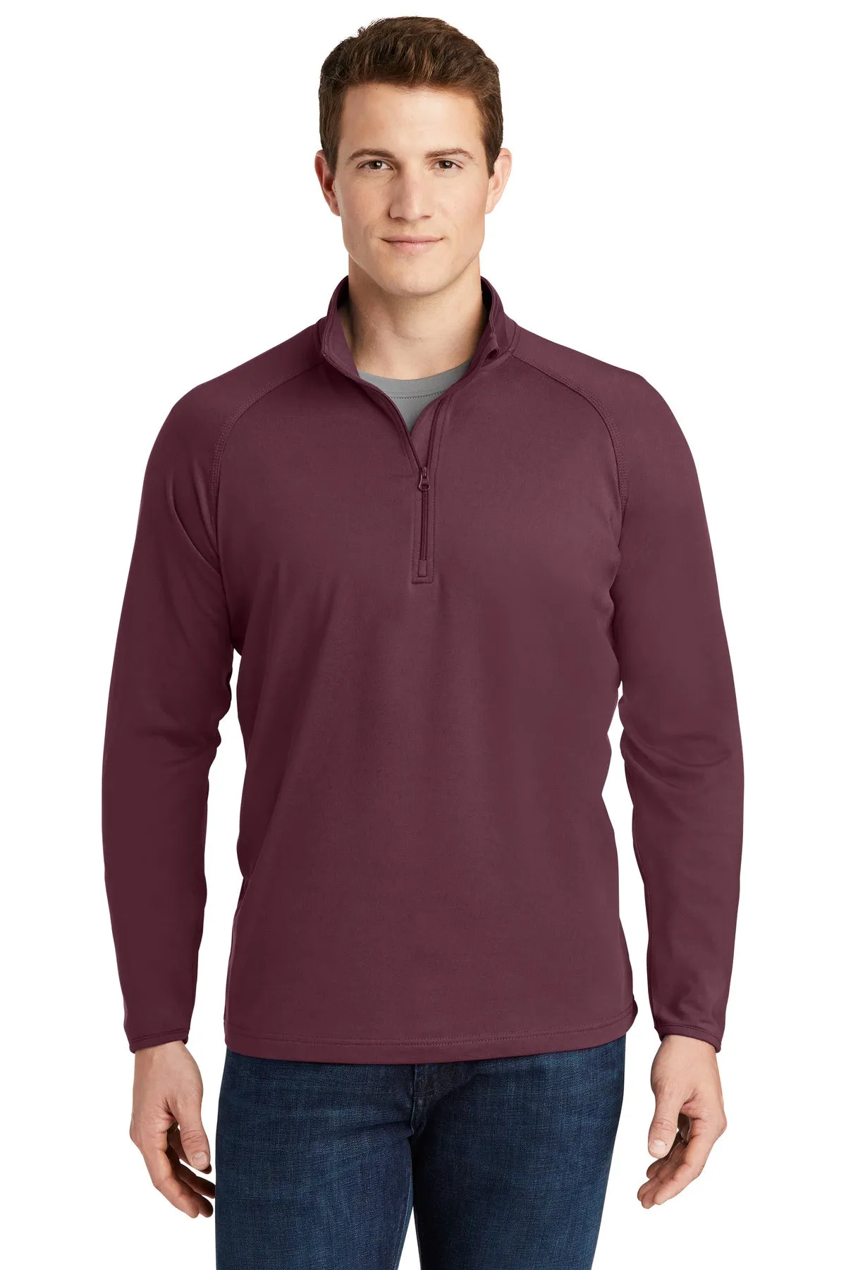 Sport-Tek Sport-Wick Stretch 1/4-Zip Pullover. ST850 Maroon