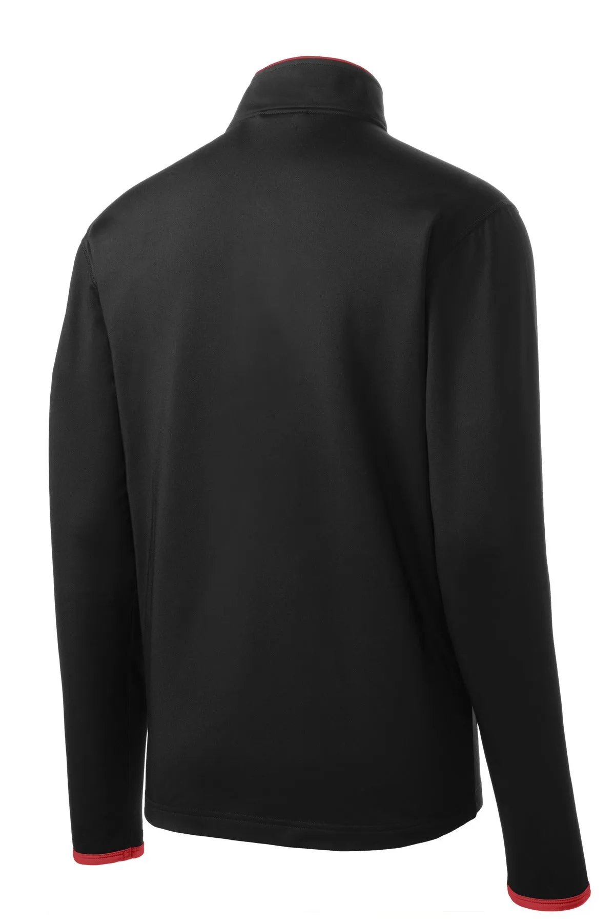 Sport-Tek Sport-Wick Stretch Contrast Full-Zip Jacket.  ST853 Black/ True Red