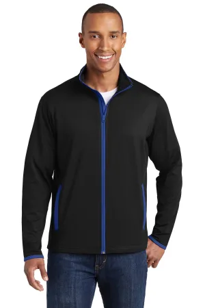 Sport-Tek Sport-Wick Stretch Contrast Full-Zip Jacket.  ST853 Black/ True Royal