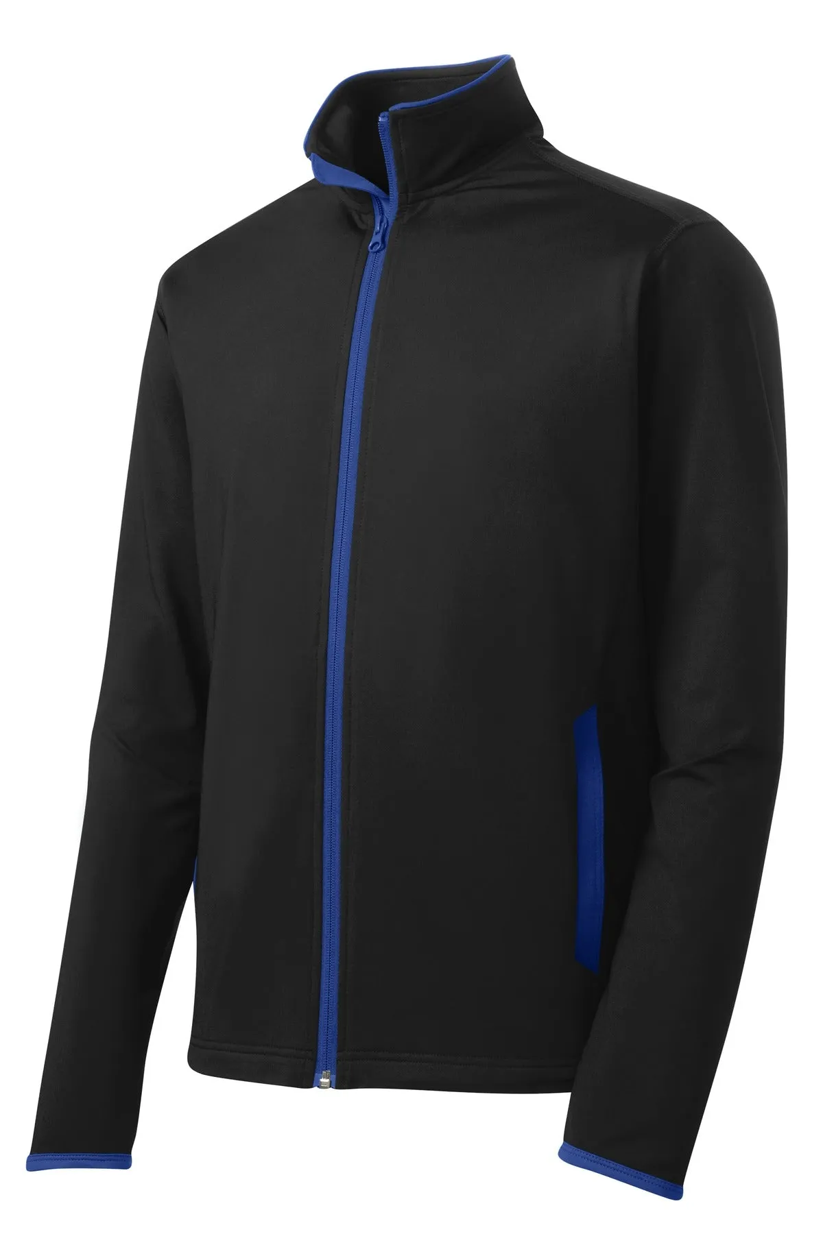 Sport-Tek Sport-Wick Stretch Contrast Full-Zip Jacket.  ST853 Black/ True Royal