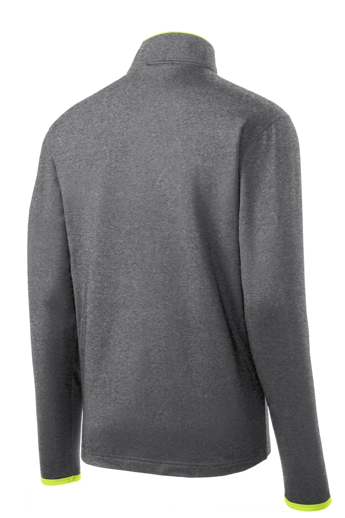 Sport-Tek Sport-Wick Stretch Contrast Full-Zip Jacket.  ST853 Charcoal Grey Heather/ Charge Green