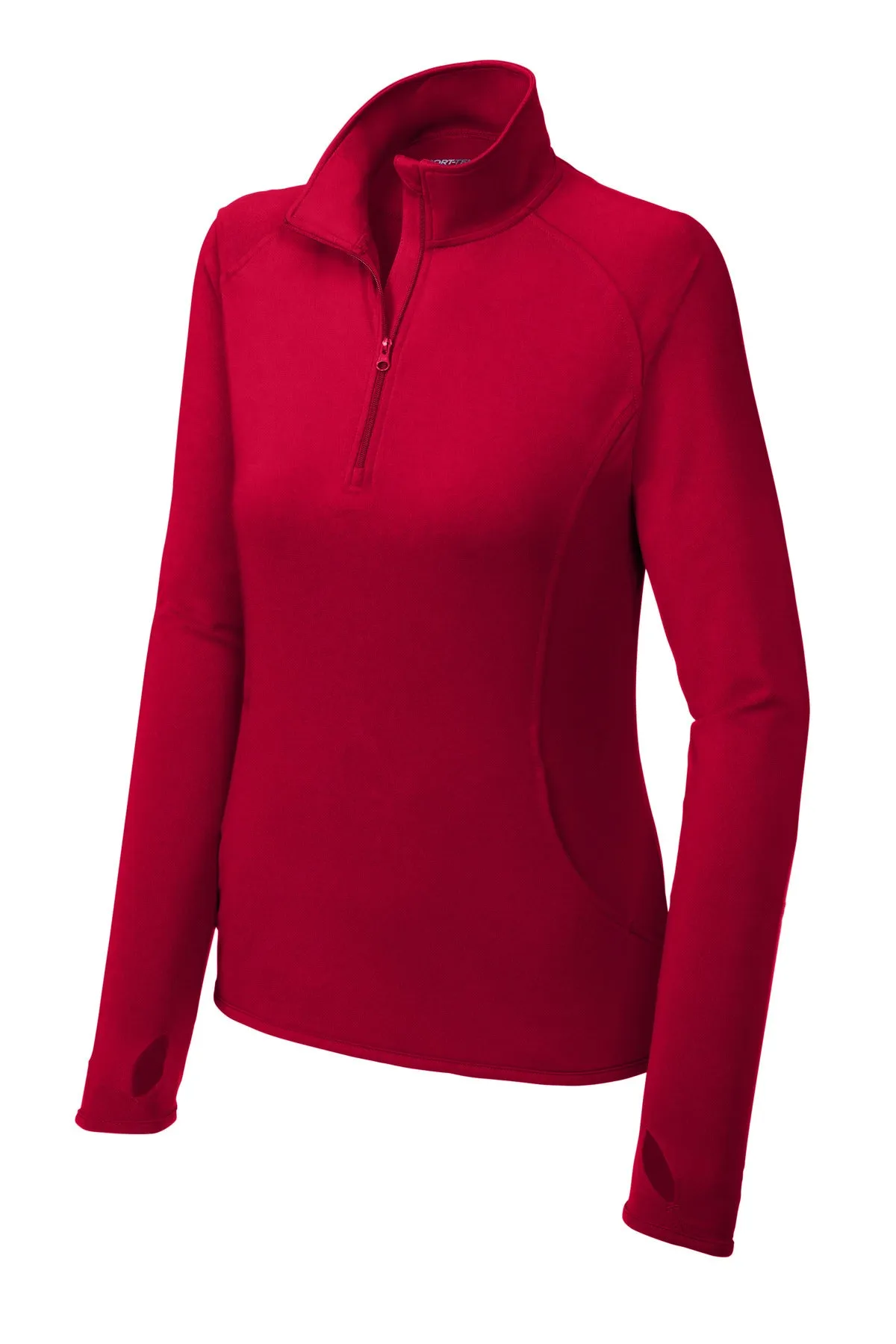 Sport-Tek Women's Sport-Wick Stretch 1/4-Zip Pullover. LST850 Deep Red