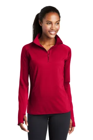Sport-Tek Women's Sport-Wick Stretch 1/4-Zip Pullover. LST850 Deep Red