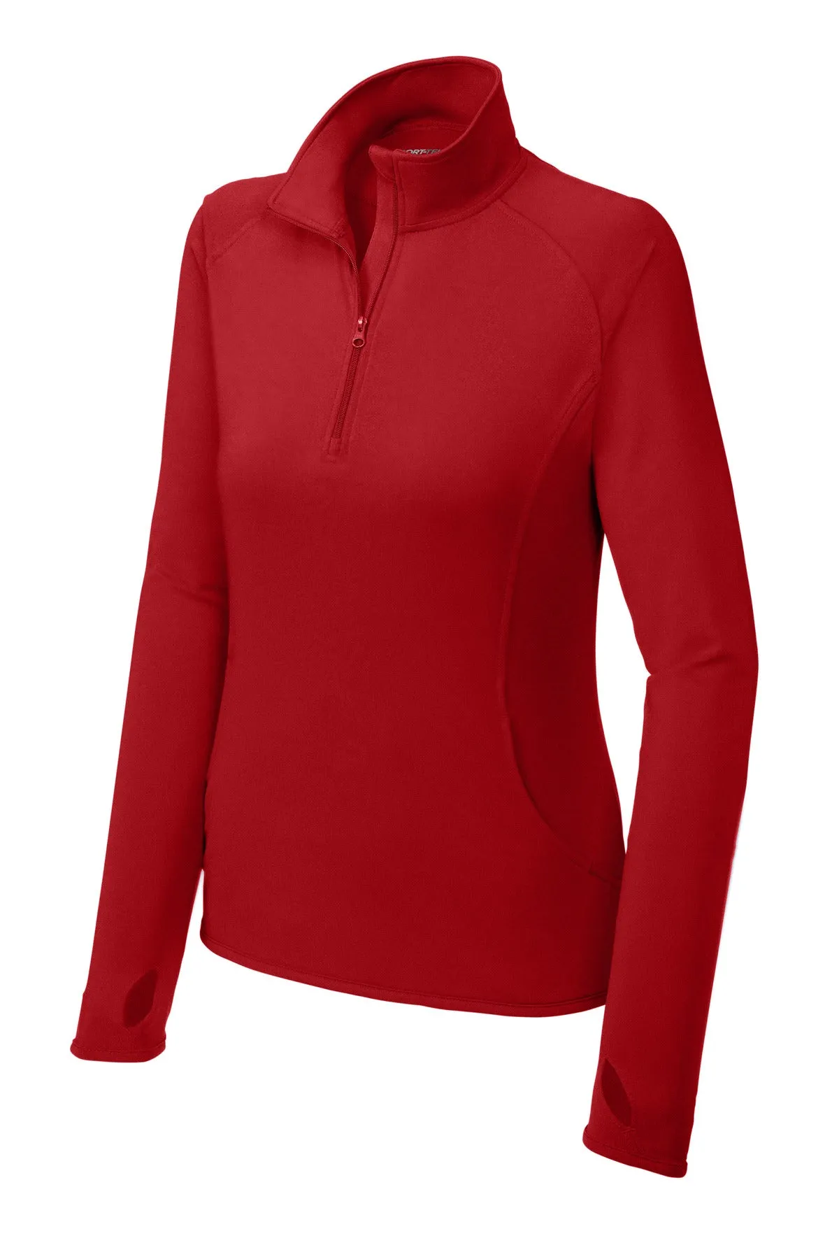 Sport-Tek Women's Sport-Wick Stretch 1/4-Zip Pullover. LST850 True Red