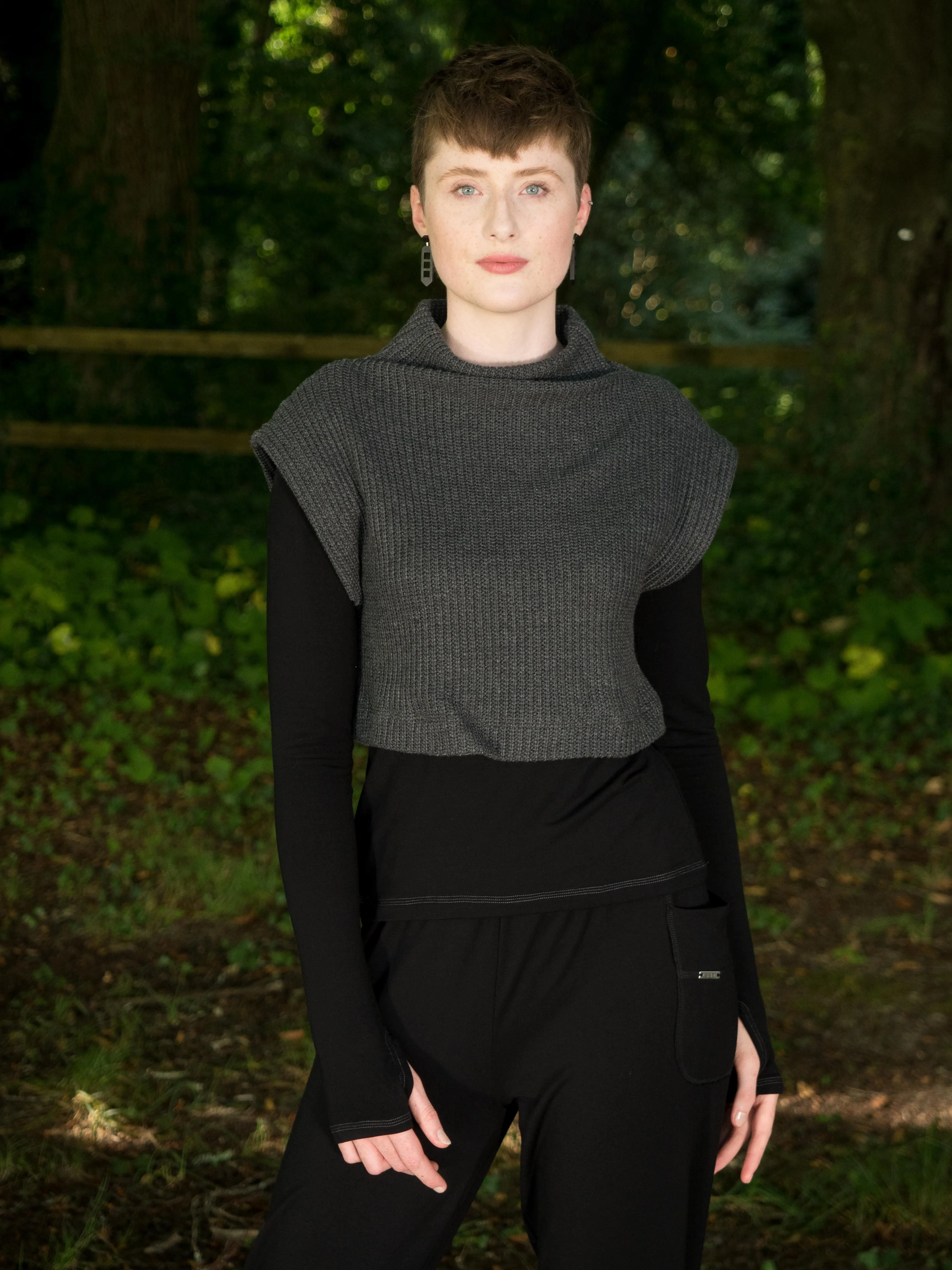 'Square' crop knit - Grey