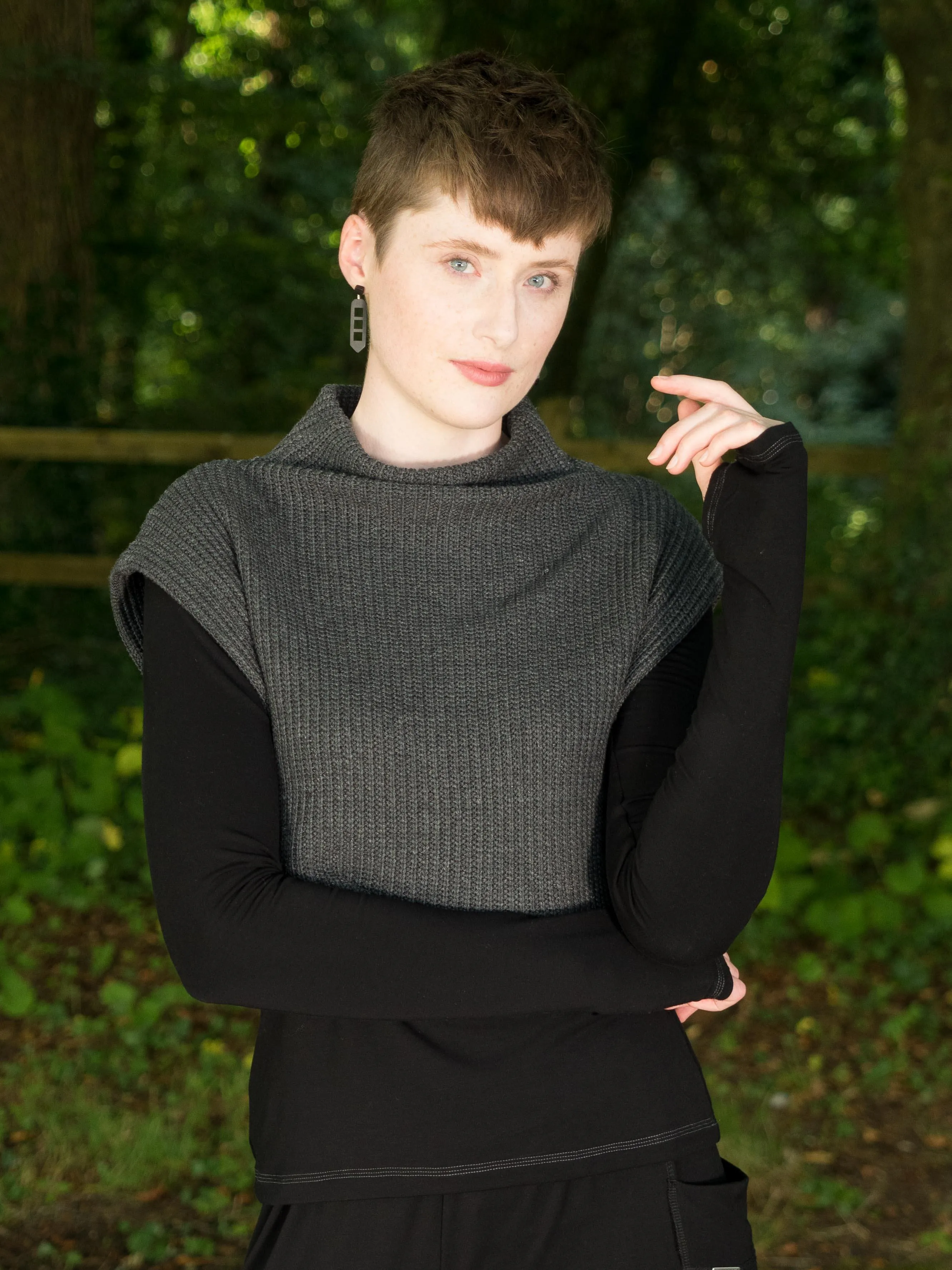 'Square' crop knit - Grey