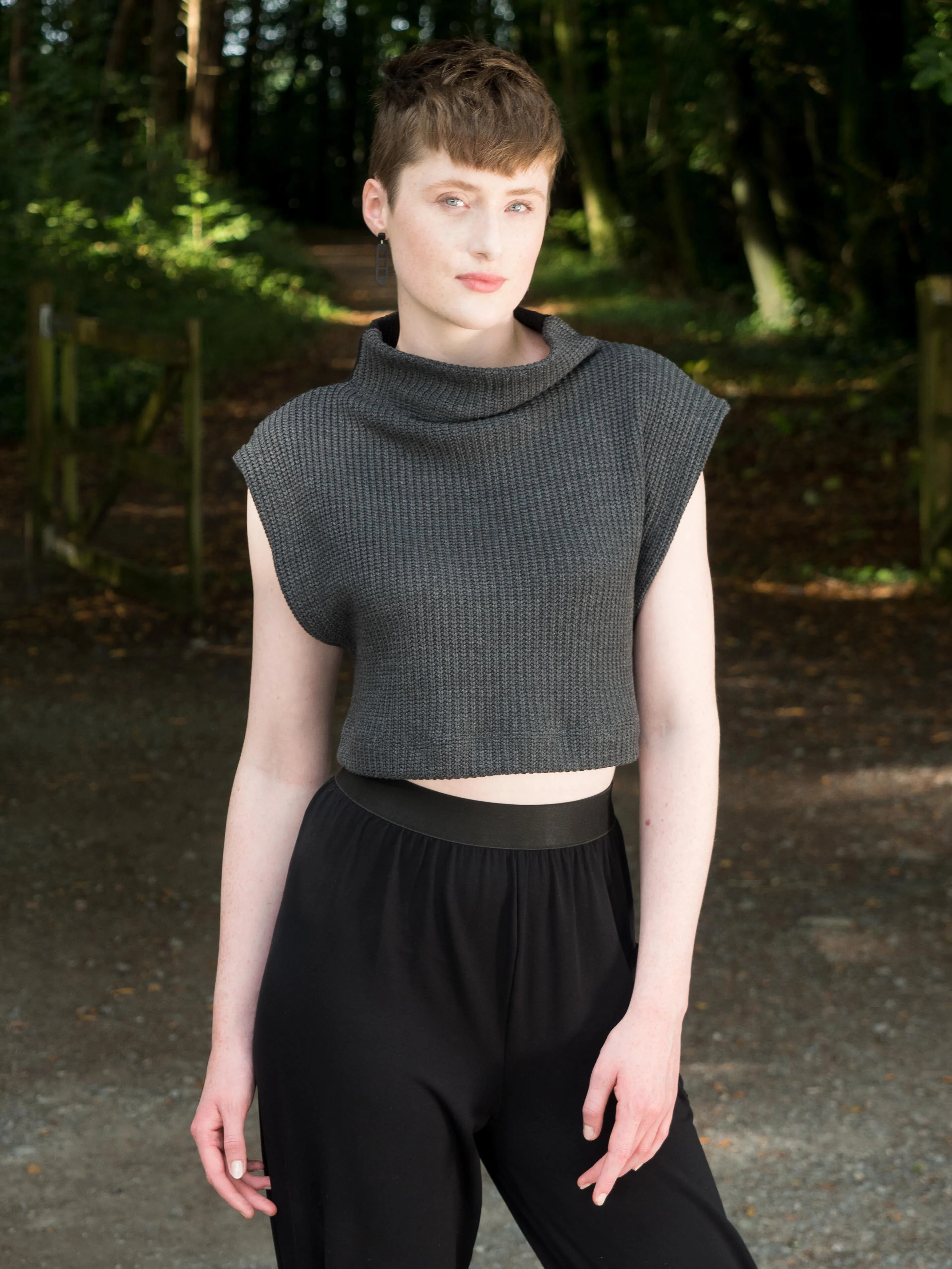 'Square' crop knit - Grey