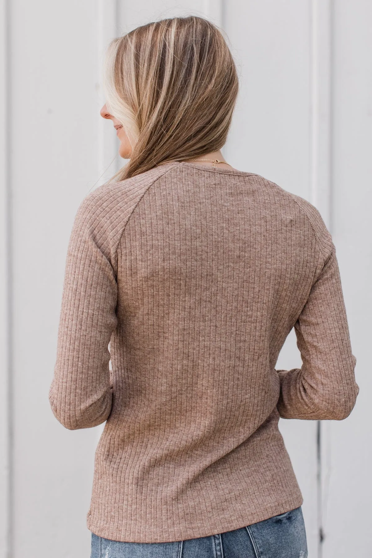 Starting Fresh Ribbed Knit Top- Mocha