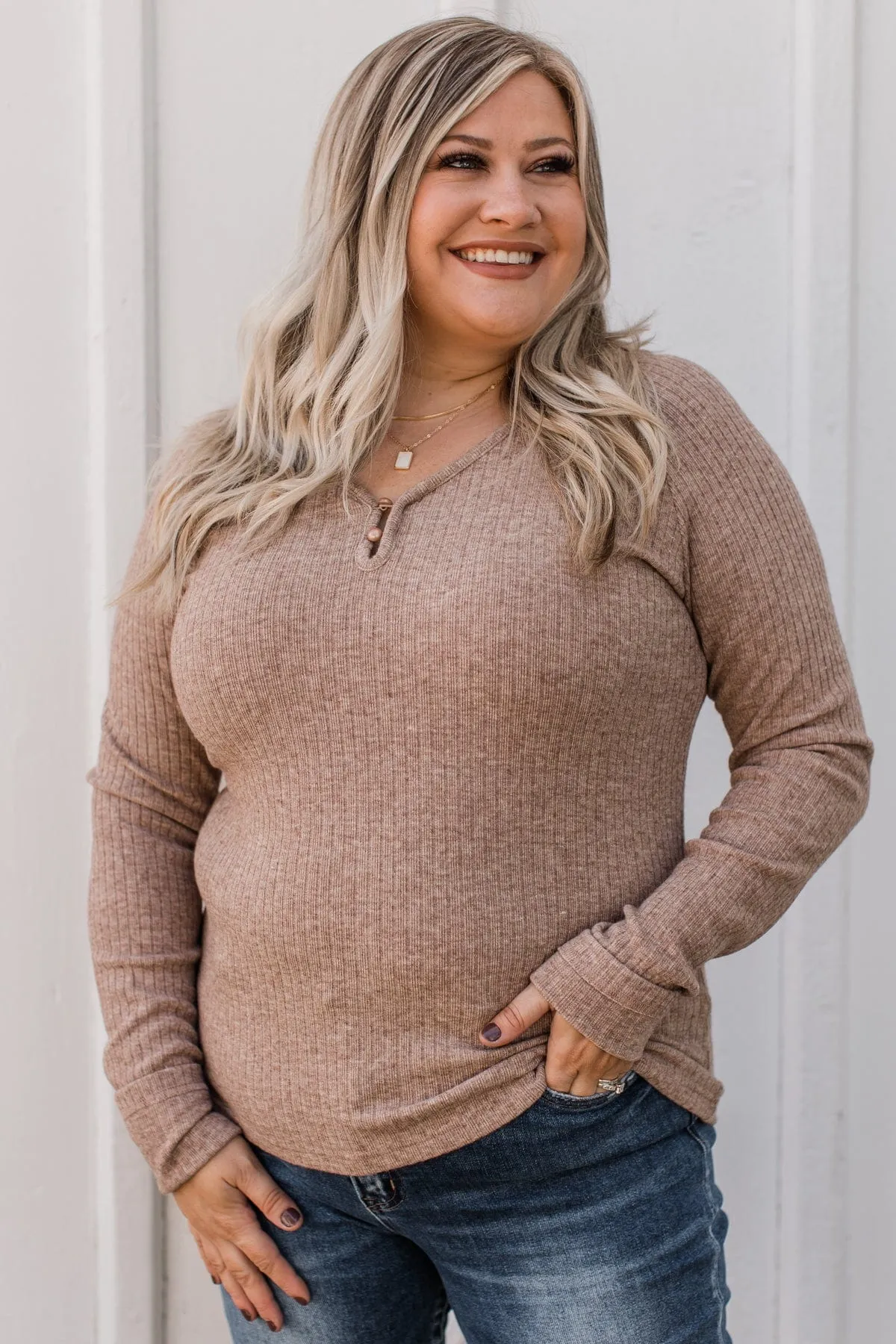 Starting Fresh Ribbed Knit Top- Mocha