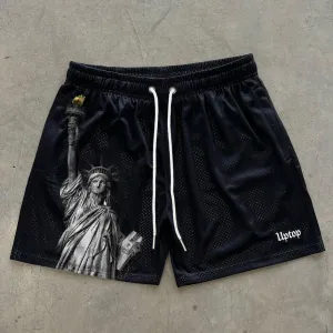 Statue of Liberty Print Stretch Shorts