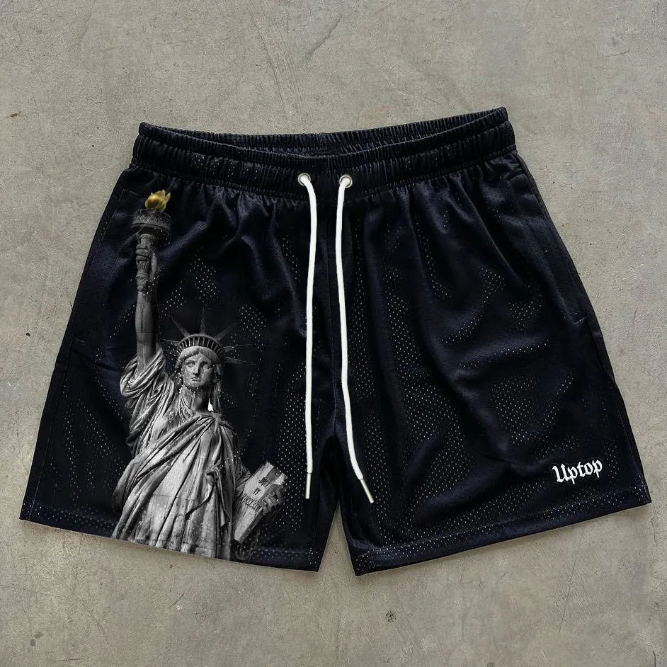 Statue of Liberty Print Stretch Shorts